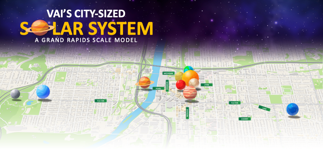 image of solar system event in downtown grand rapids, MI